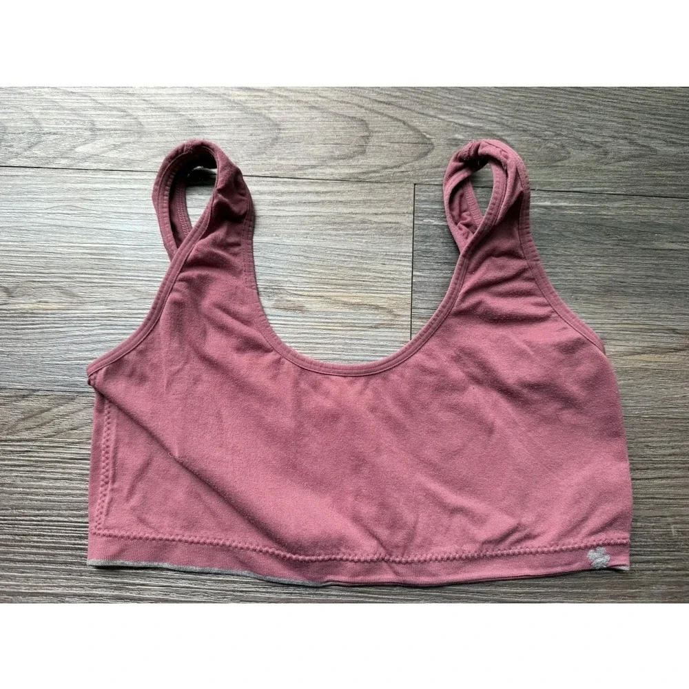 Lucky Brand Womens Seamless Bralette Mauve Pink Scoop Neck Lounge Bra Size Large
